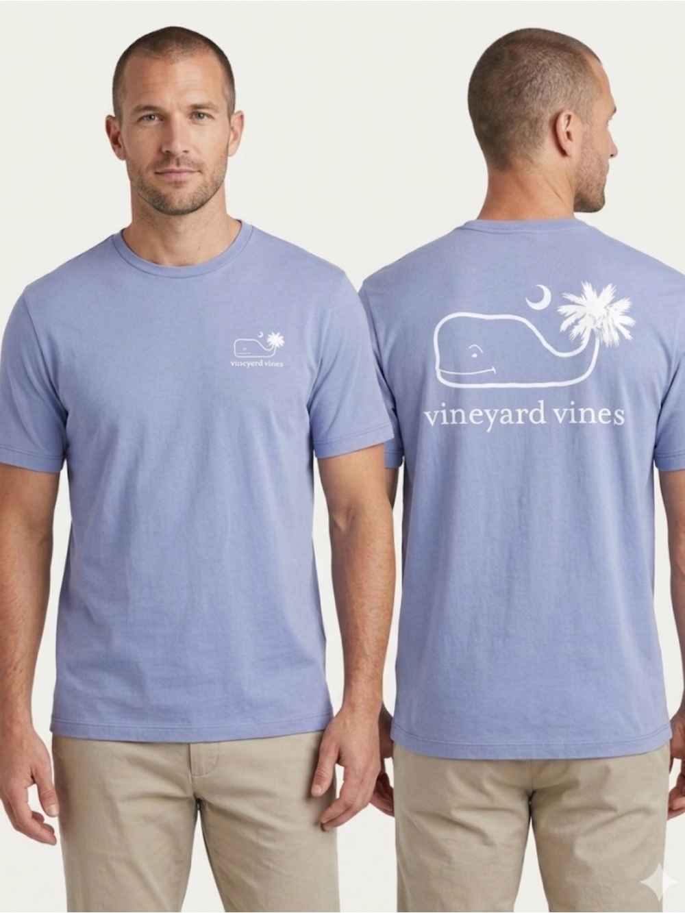 Vineyard Vines Men’s Whale & Palm Tree Logo T Shirt In Lt Blue Small  S
